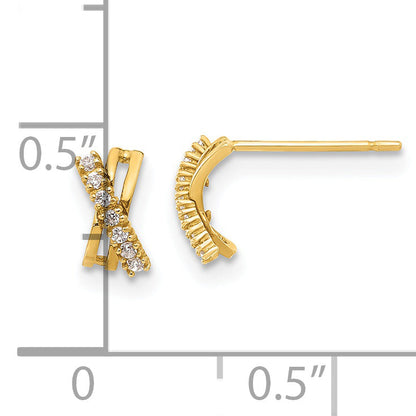 14K Yellow Gold Madi K Cz Children'S X Post Earrings