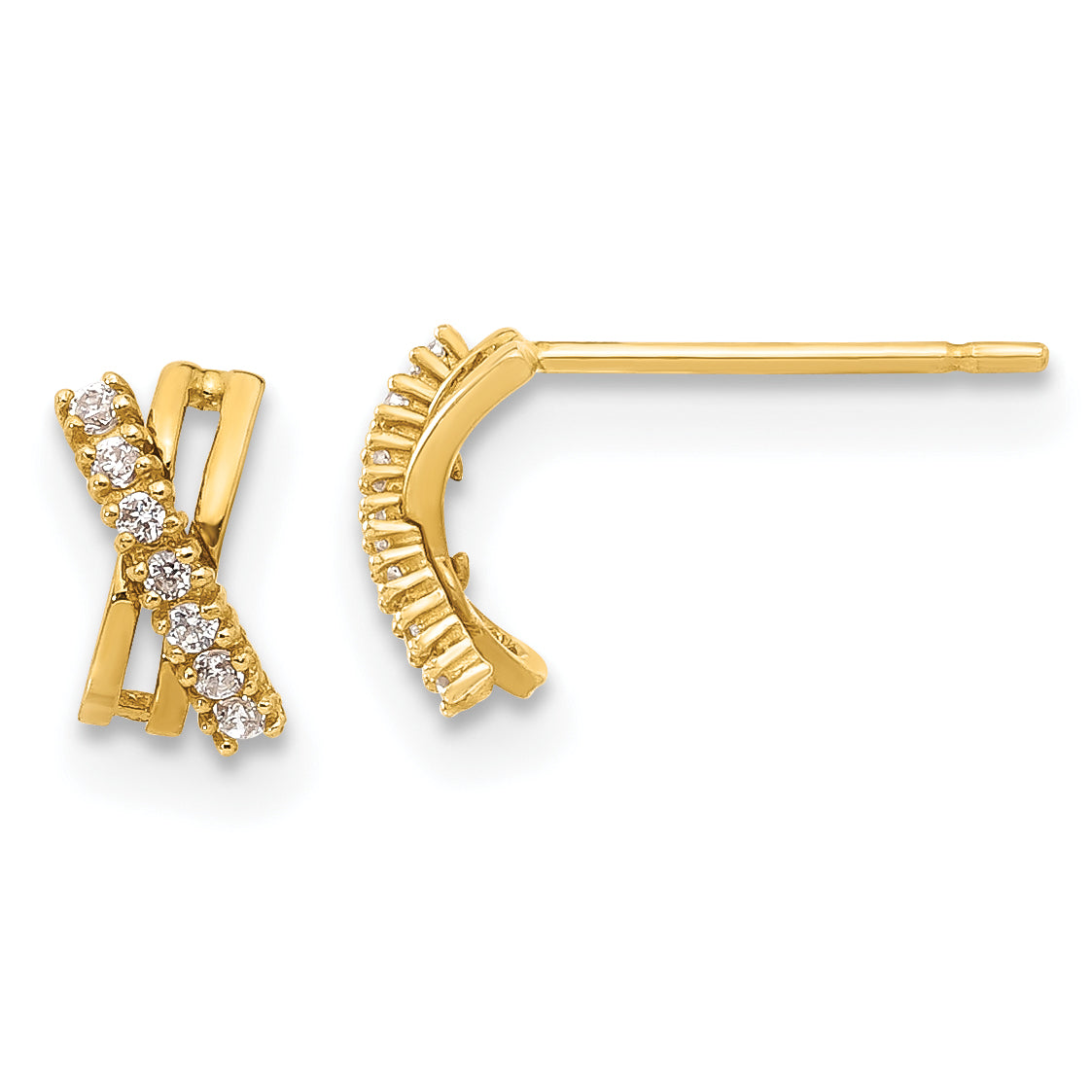 14K Yellow Gold Madi K Cz Children'S X Post Earrings