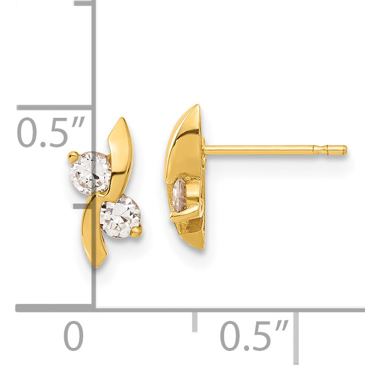 14K Yellow Gold Madi K Cz Children'S Post Earrings