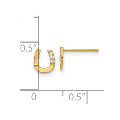 14K Yellow Gold Madi K Cz Children'S Horseshoe Post Earrings