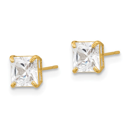 14K Yellow Gold Madi K 5mm Square Cz Basket Set Stud Earrings