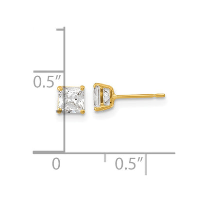 14K Yellow Gold Madi K 4mm Square Cz Basket Set Stud Earrings