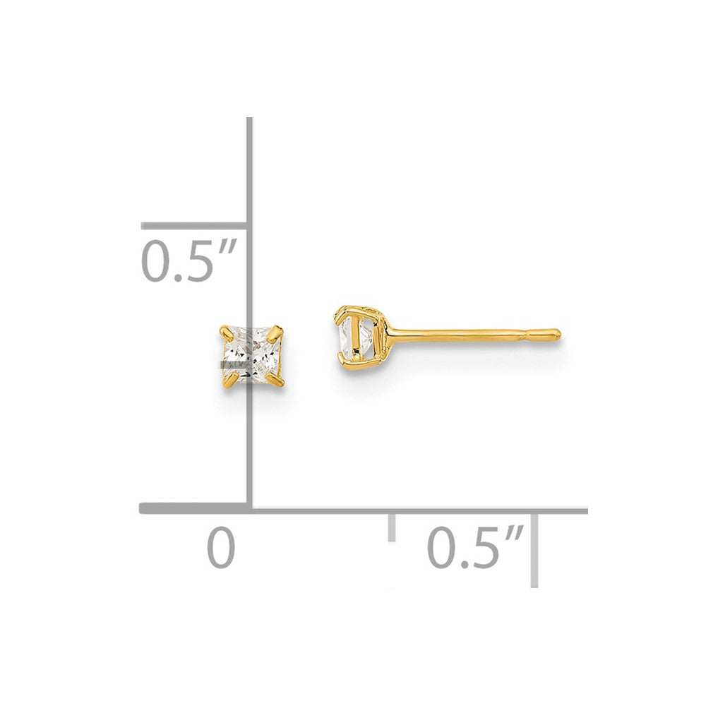 14K Yellow Gold Madi K 2.5mm Square Cz Basket Set Stud Earrings