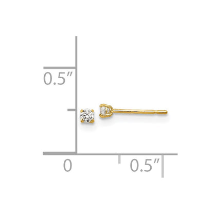 14K Yellow Gold Madi K 2mm Round Cz Basket Set Stud Earrings