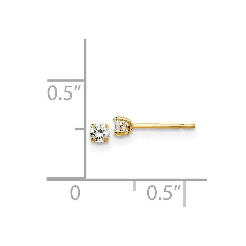 14K Yellow Gold Madi K 2.5mm Round Cz Basket Set Stud Earrings