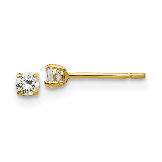 14K Yellow Gold Madi K 2.5mm Round Cz Basket Set Stud Earrings