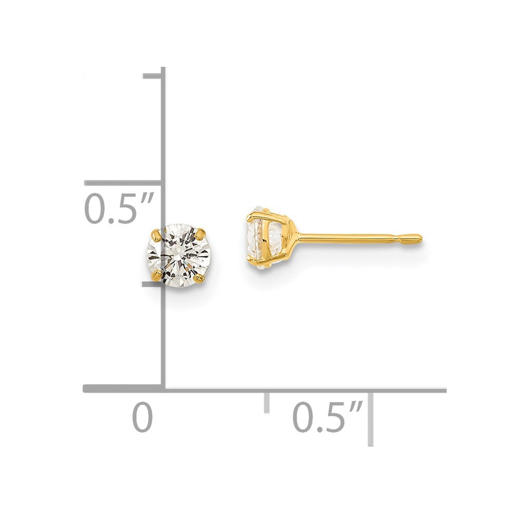 14K Yellow Gold Madi K 4mm Round Cz Basket Set Stud Earrings
