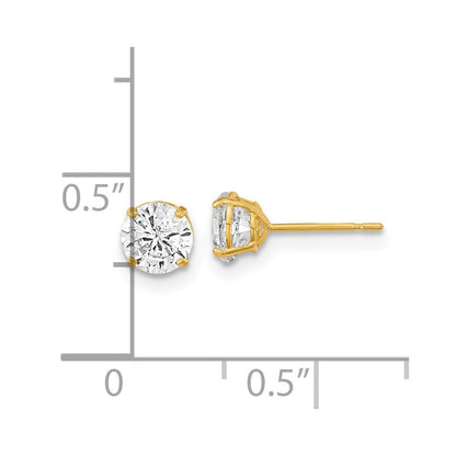 14K Yellow Gold Madi K 5mm Round Cz Basket Set Stud Earrings
