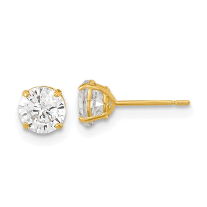 14K Yellow Gold Madi K 5mm Round Cz Basket Set Stud Earrings