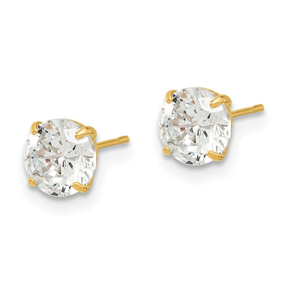 14K Yellow Gold Madi K 6mm Round Cz Basket Set Stud Earrings