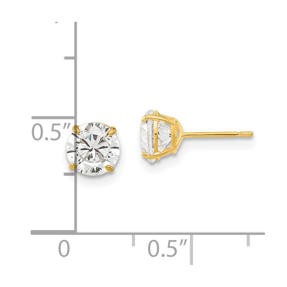 14K Yellow Gold Madi K 6mm Round Cz Basket Set Stud Earrings