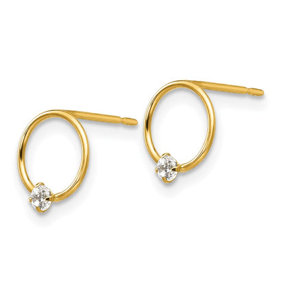 14K Yellow Gold Madi K Cz Children'S Circle Post Earrings