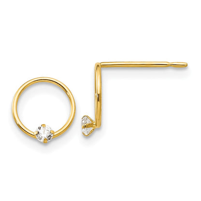 14K Yellow Gold Madi K Cz Children'S Circle Post Earrings