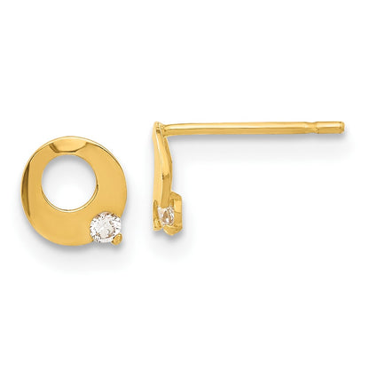 14K Yellow Gold Madi K Cz Children'S Circle Post Earrings