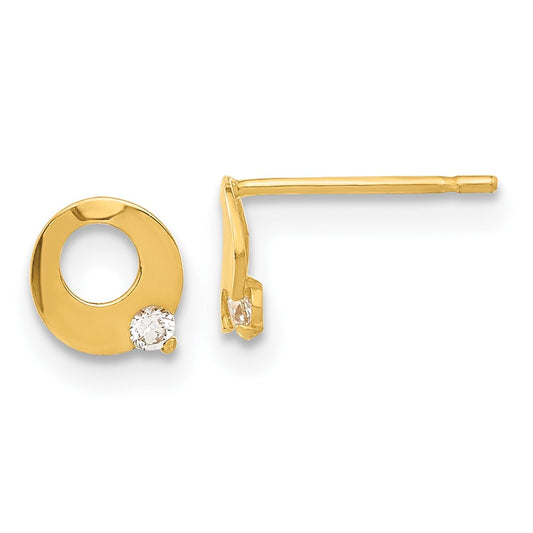 14K Yellow Gold Madi K Cz Children'S Circle Post Earrings
