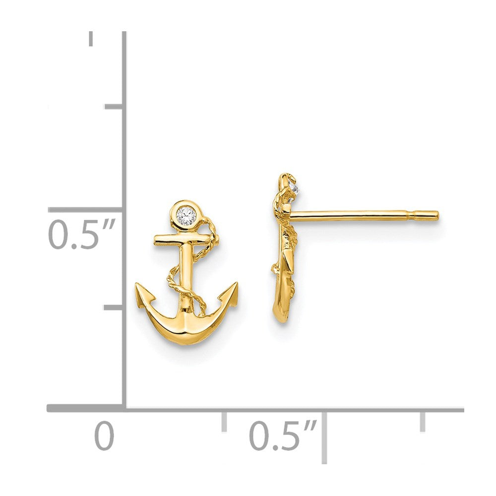 14K Yellow Gold Madi K Cz Children'S Anchor Post Earrings