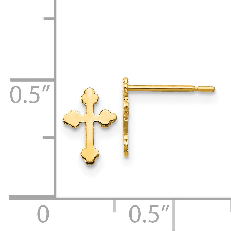 14K Yellow Gold Madi K Children'S Cross Post Earrings