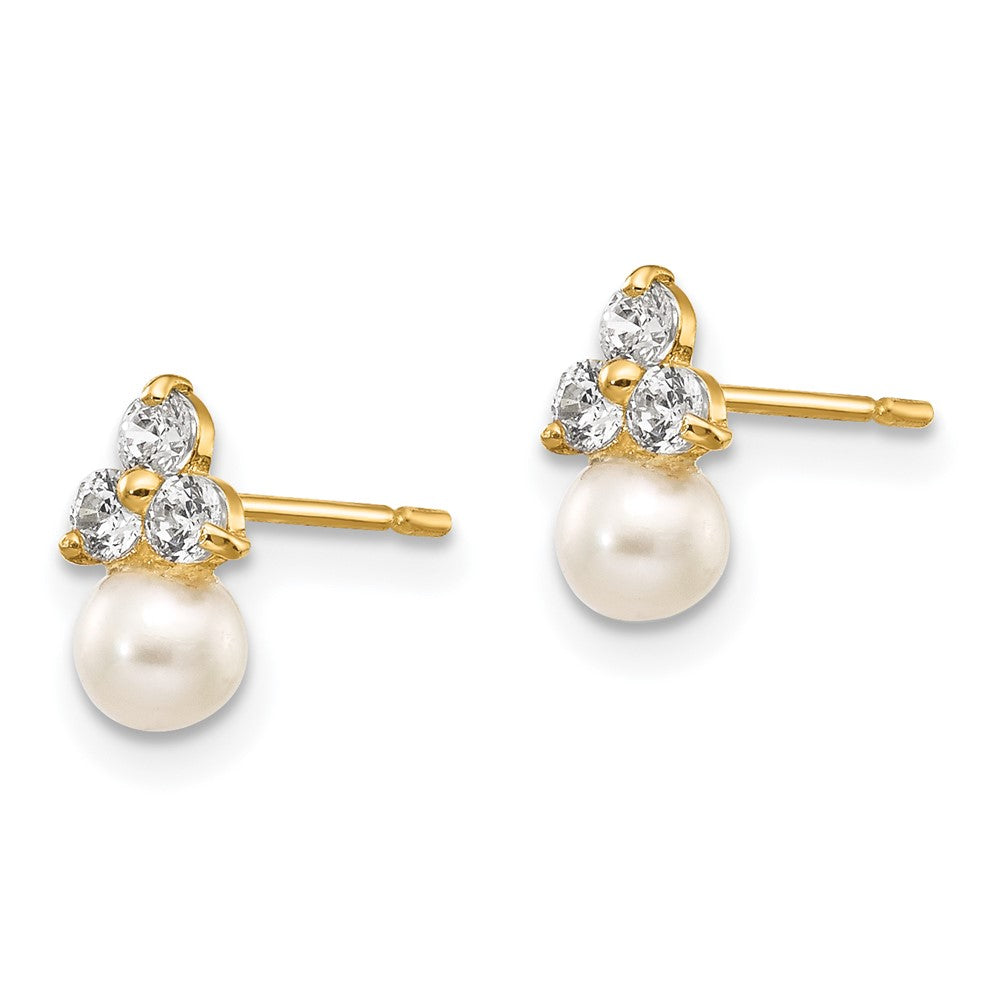 14K Yellow Gold Madi K Cz And Fw Cultured Pearl Post Earrings