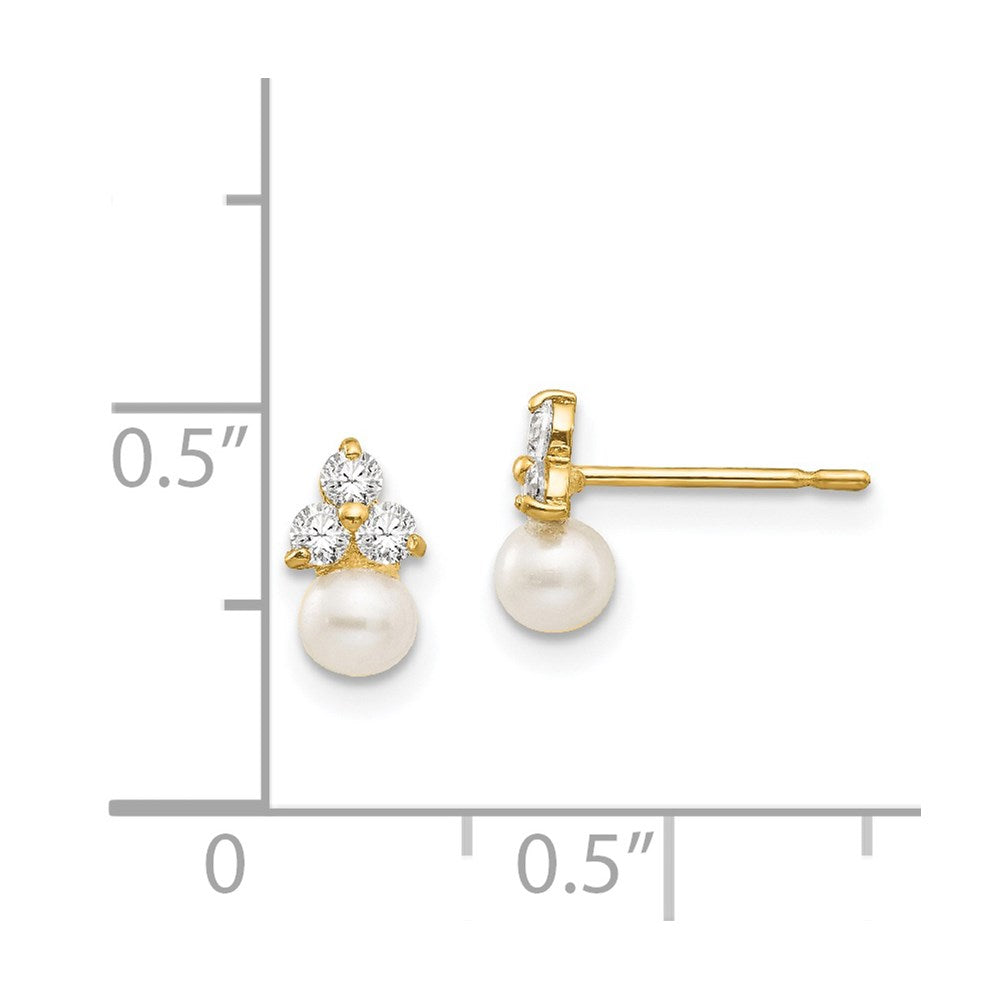 14K Yellow Gold Madi K Cz And Fw Cultured Pearl Post Earrings