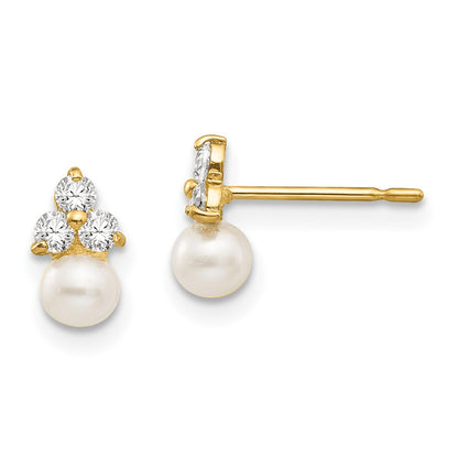 14K Yellow Gold Madi K Cz And Fw Cultured Pearl Post Earrings
