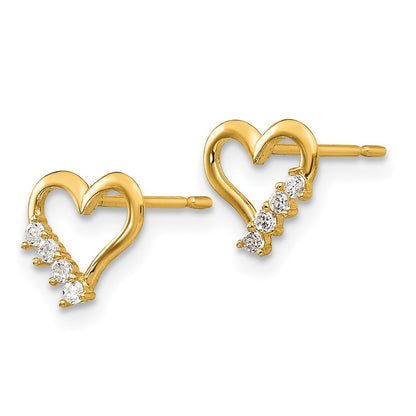 14K Yellow Gold Madi K Cz Children'S Heart Post Earrings