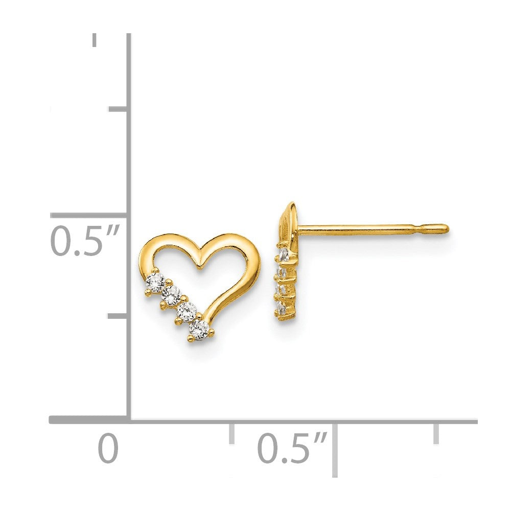 14K Yellow Gold Madi K Cz Children'S Heart Post Earrings