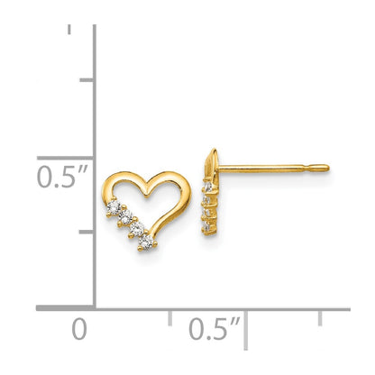 14K Yellow Gold Madi K Cz Children'S Heart Post Earrings