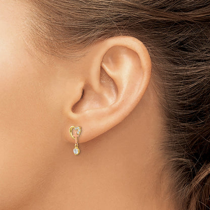 14K Two Tone Madi K Cz Children'S Cross & Heart Post Earrings