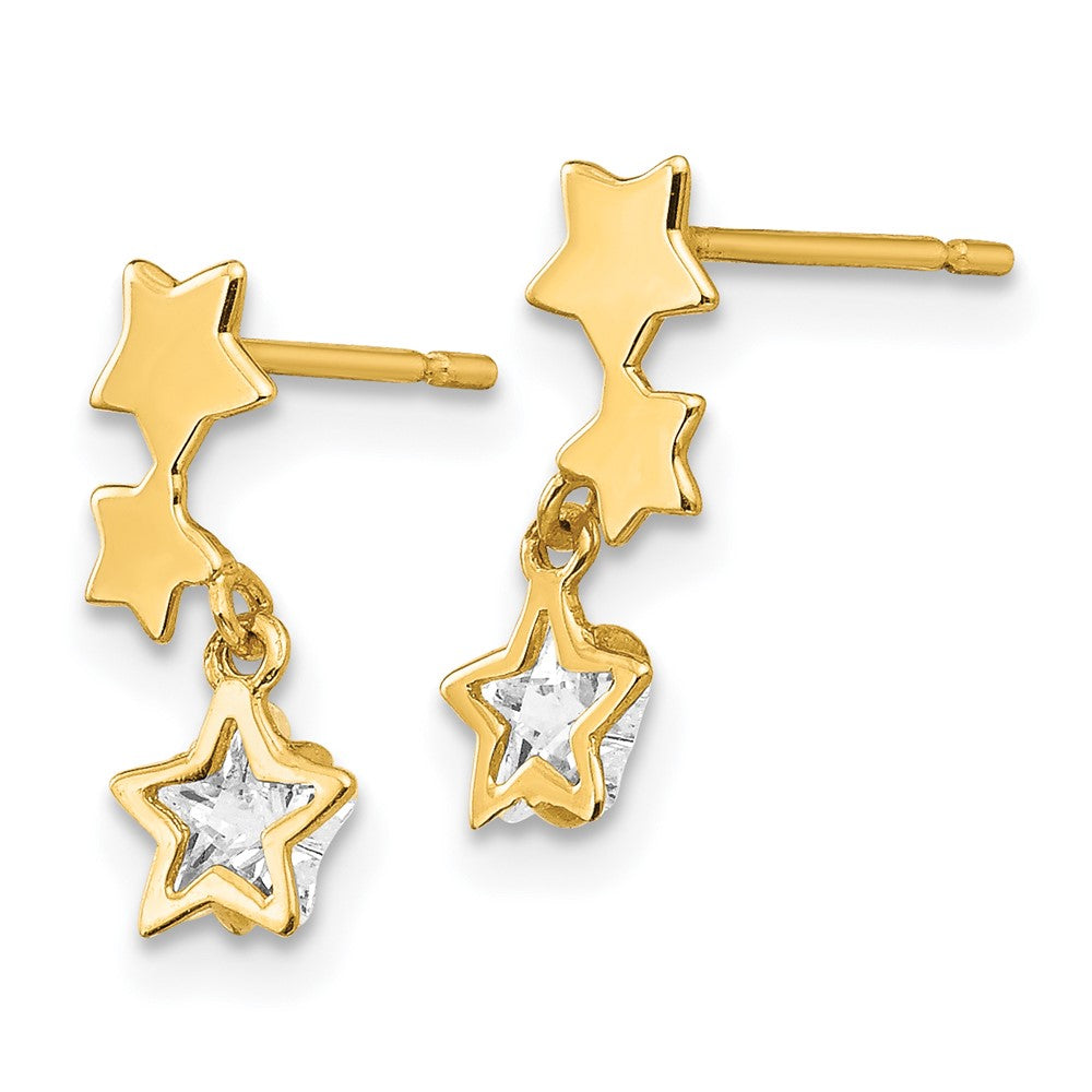 14K Yellow Gold Madi K Cz Children'S Star Dangle Post Earrings