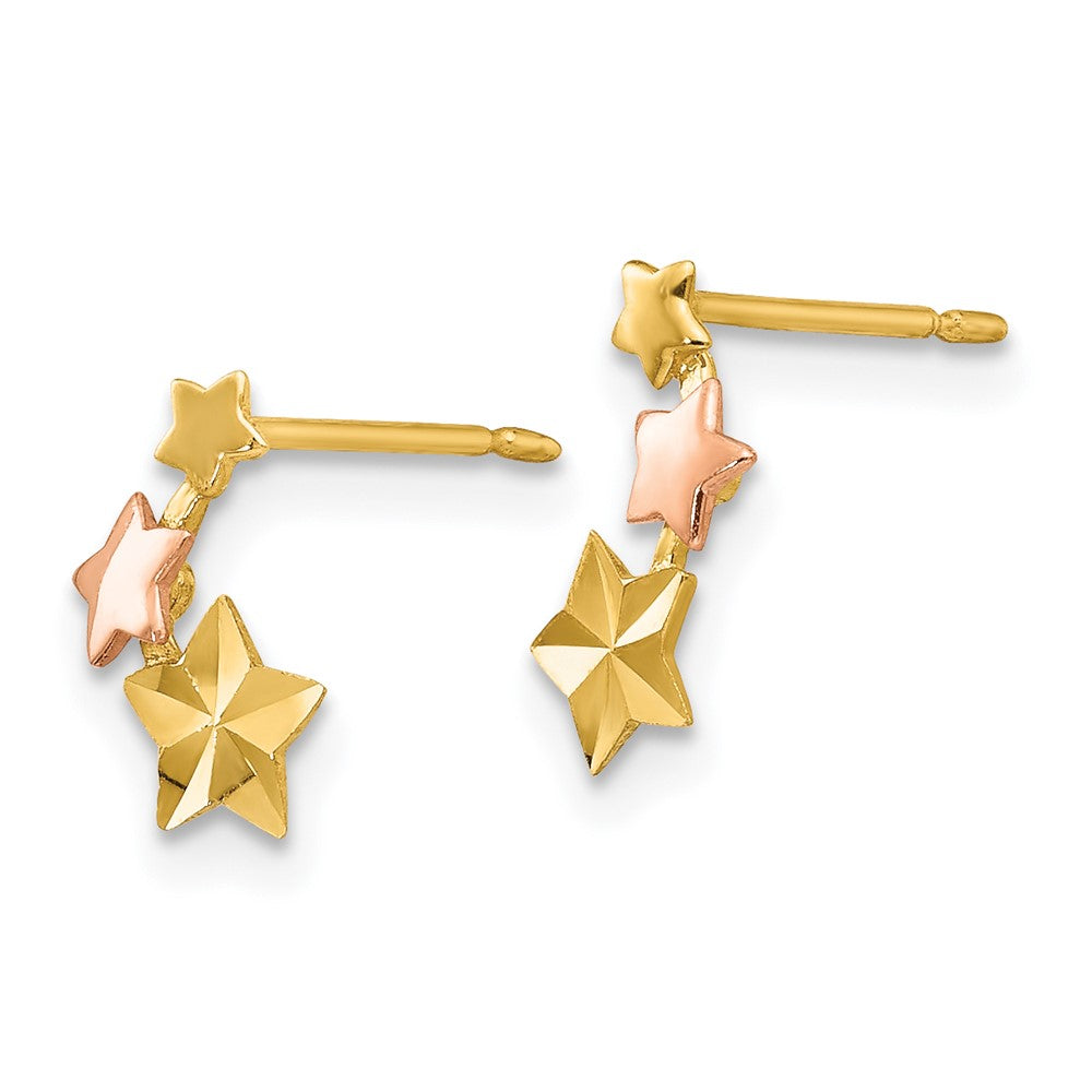 14K Two Tone Yellow & Rose Gold Madi K D/C Children'S Star Post Earrings