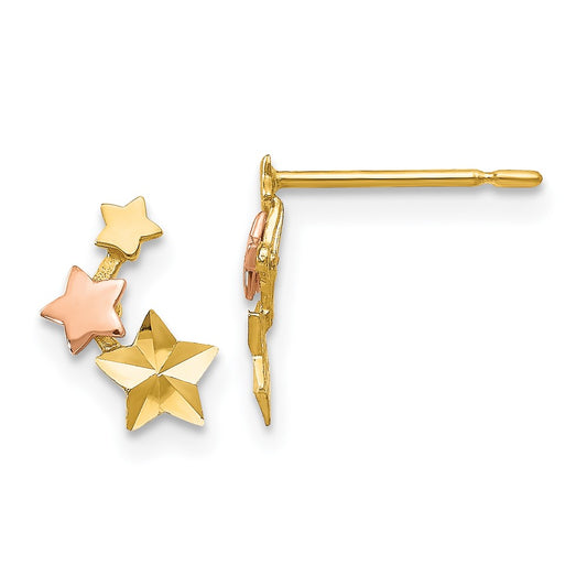 14K Two Tone Yellow & Rose Gold Madi K D/C Children'S Star Post Earrings