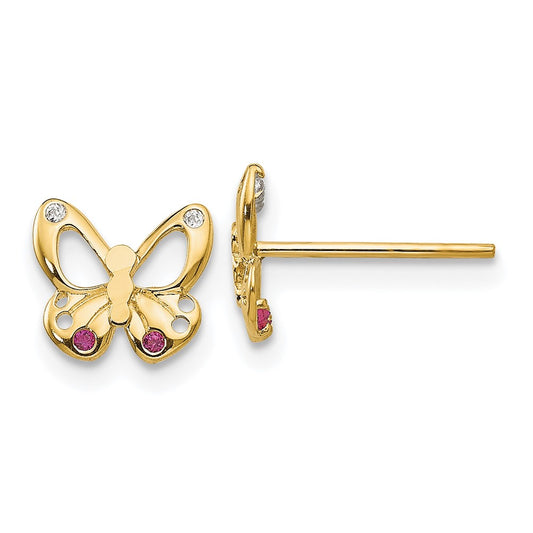 14K Yellow Gold Madi K Cz Children'S Butterfly Post Earrings