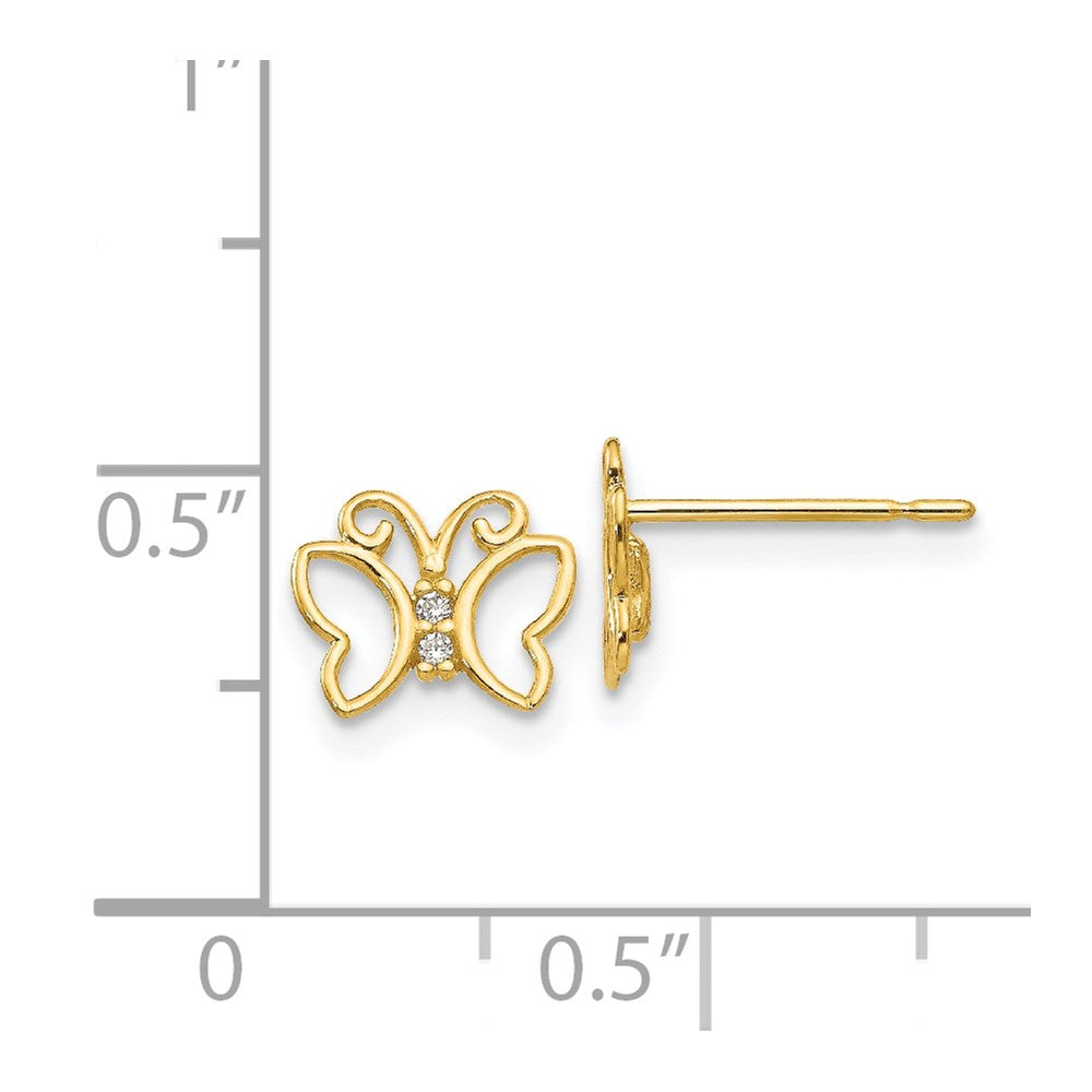 14K Yellow Gold Madi K Cz Children'S Butterfly Post Earrings