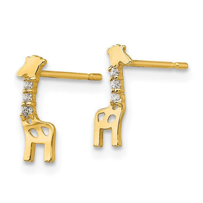 14K Yellow Gold Madi K Cz Giraffe Post Earrings