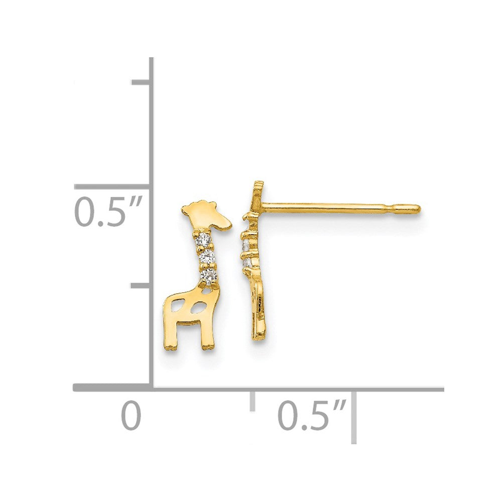 14K Yellow Gold Madi K Cz Giraffe Post Earrings