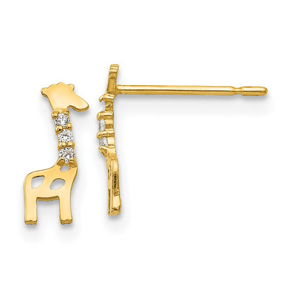 14K Yellow Gold Madi K Cz Giraffe Post Earrings