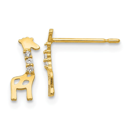 14K Yellow Gold Madi K Cz Giraffe Post Earrings