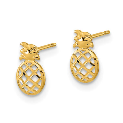 14K Yellow Gold Madi K D/C Children'S Pineapple Post Earrings