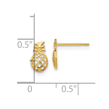 14K Yellow Gold Madi K D/C Children'S Pineapple Post Earrings
