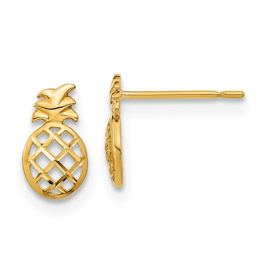 14K Yellow Gold Madi K D/C Children'S Pineapple Post Earrings