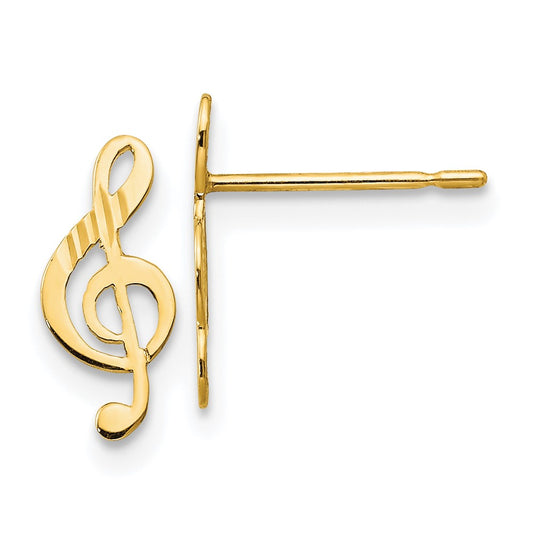14K Yellow Gold Madi K D/C Music Note Post Earrings