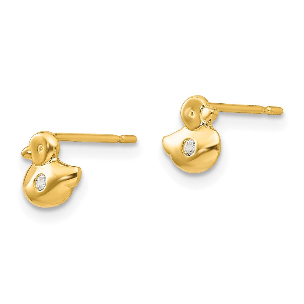 14K Yellow Gold Madi K Cz Children'S Duck Post Earrings