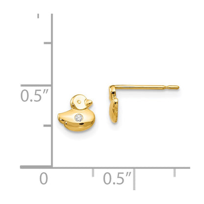 14K Yellow Gold Madi K Cz Children'S Duck Post Earrings