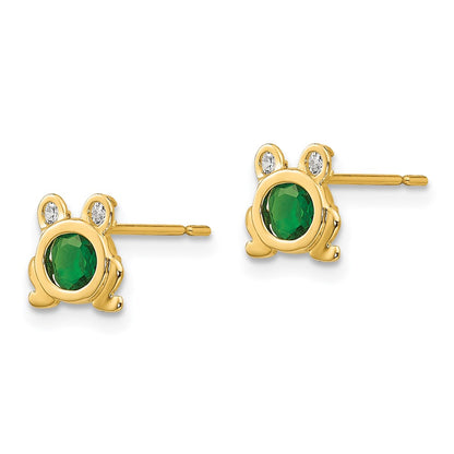 14K Yellow Gold Madi K Cz Children'S Frog Post Earrings