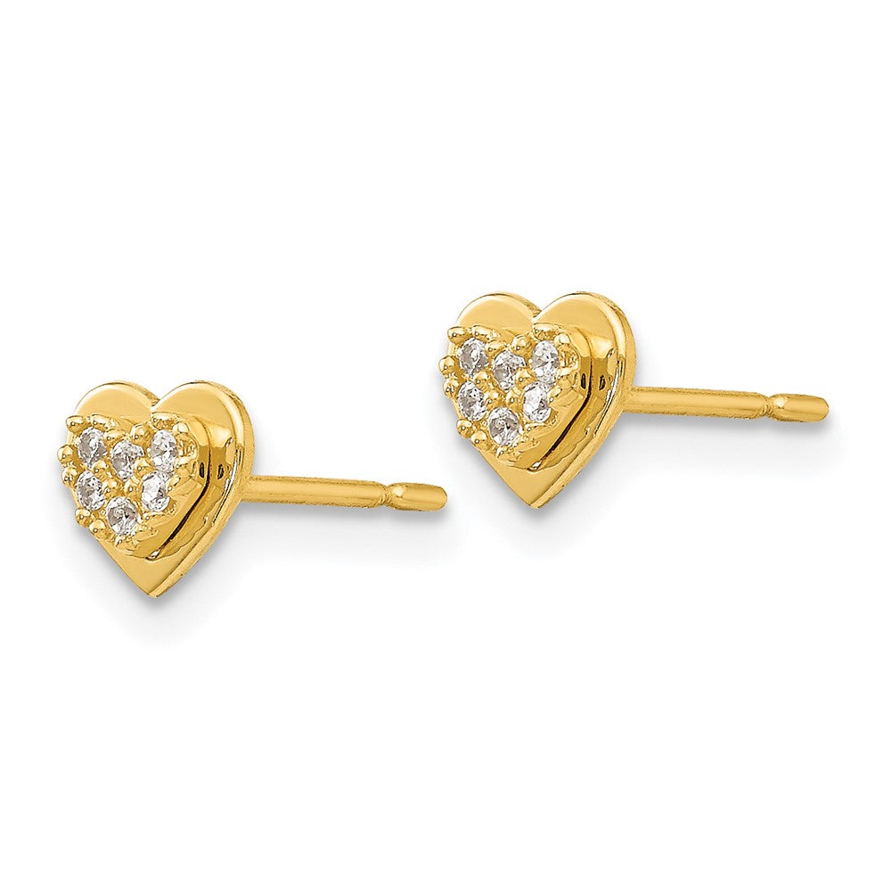 14K Yellow Gold Madi K Cz Children'S Heart Post Earrings