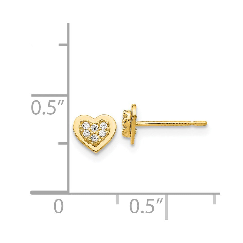 14K Yellow Gold Madi K Cz Children'S Heart Post Earrings