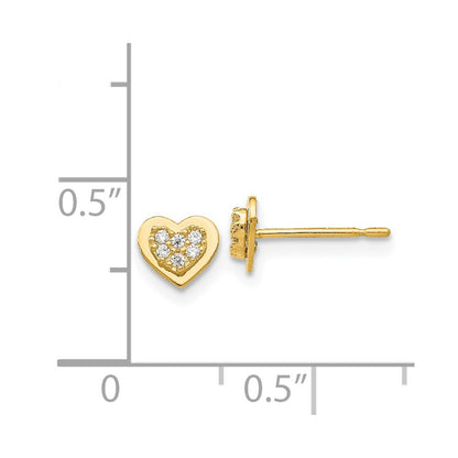 14K Yellow Gold Madi K Cz Children'S Heart Post Earrings