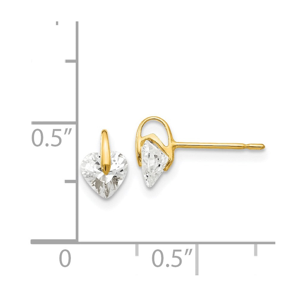 14K Yellow Gold Madi K Cz Children'S Heart Post Earrings