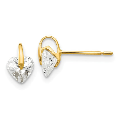 14K Yellow Gold Madi K Cz Children'S Heart Post Earrings