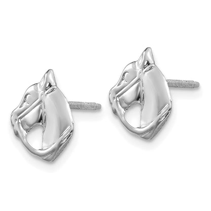 14K White Gold 14Kw Madi K Screwback Horse Post Earrings